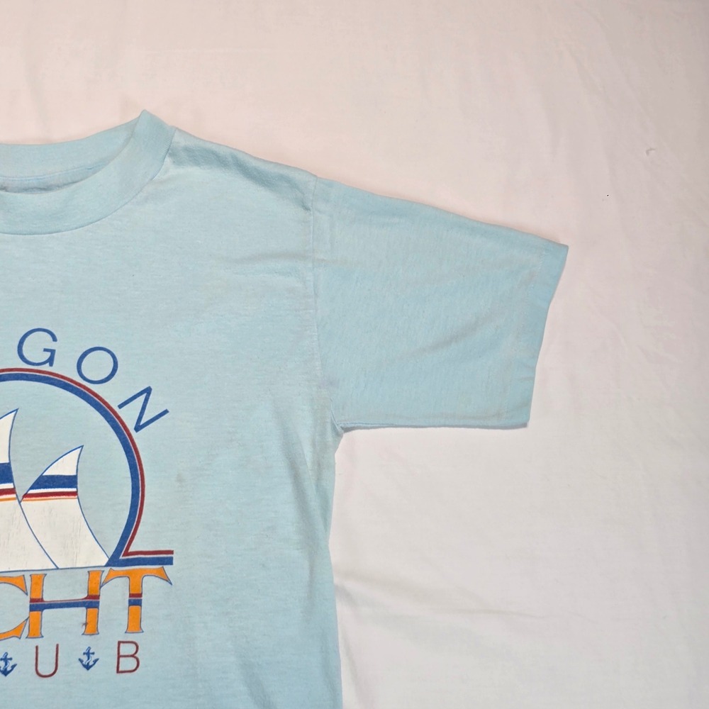 Vintage Super Shirts Oregon Yacht Club T-Shirt Mens Medium Blue Made in USA 80s - Picture 10 of 16